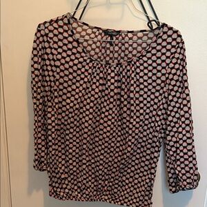 Patterned Women's Top - Black and Red - gathered elastic waist